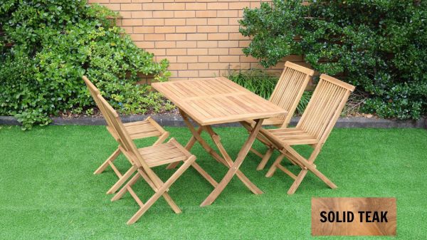 Picture of BALI Solid Teak - Rectangle Folding Table with 4 Chairs