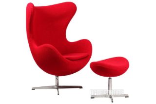 Picture of EGG Chair Replica *Fiber Glass & Wool - Chair and Ottoman in Red color