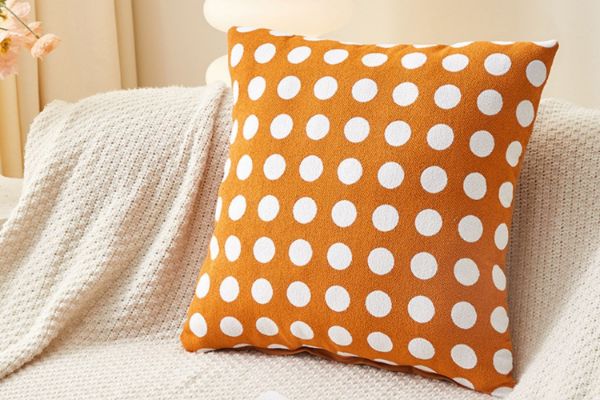 Picture of BUBBLE Flower Loop Yarn Cushion with Inner (45CM x 45CM) - Orange