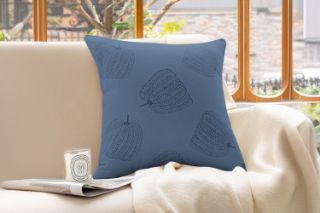 Picture of FRESH PUMPKIN Chenille Fabric Cushion with Inner in Multiple Colours (45cmx45cm) - Blue