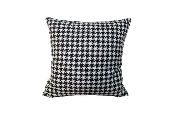 Picture of HOUNDSTOOTH Linen Cushion with Inner in Multiple Colours (45x45cm) - Black