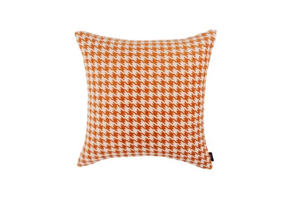 Picture of HOUNDSTOOTH Linen Cushion with Inner in Multiple Colours (45cm x 45cm) - Orange