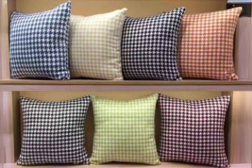 Picture of HOUNDSTOOTH Linen Cushion with Inner in Multiple Colours (45x45cm) - Beige
