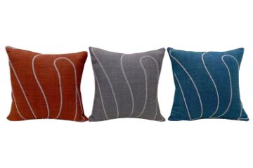 Picture of MUSICAL STAFF Linen Cushion with Inner in Multiple Colours  (45x45cm) - Orange