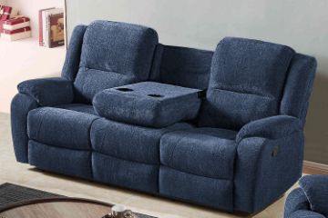 Picture of ALTO Reclining 3 Seater Sofa with  Drop Down Cup Holders (Denim Blue) 