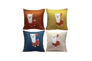 Picture of ALPACA EMBROIDERY Linen Cushion with Inner in Multiple Colours (45cm x 45cm)