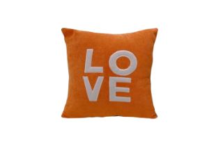 Picture of LOVE Woolen Plush Cushion with Inner in Multiple Colours (45cm x 45cm) - Orange