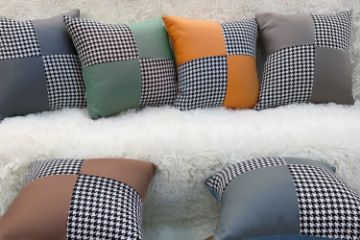 Picture of SQUARE Houndstooth Cushion with Inner in Multiple Colours (45x45cm) - Dark Brown
