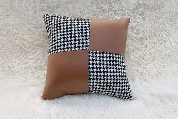 Picture of SQUARE Houndstooth Cushion in Multiple Colours (45cm x 45cm) - Dark Brown