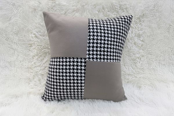 Picture of SQUARE Houndstooth Cushion in Multiple Colours (45cm x 45cm) - Light Brown