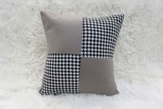 Picture of SQUARE Houndstooth Cushion with Inner in Multiple Colours (45cm x 45cm) - Light Brown