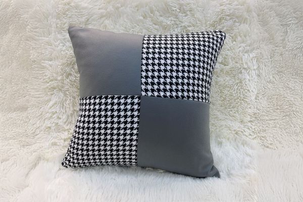 Picture of SQUARE Houndstooth Cushion in Multiple Colours (45cm x 45cm) - Grey