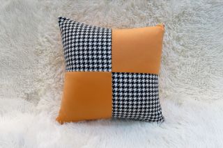 Picture of SQUARE Houndstooth Cushion in Multiple Colours (45cm x 45cm) - Orange