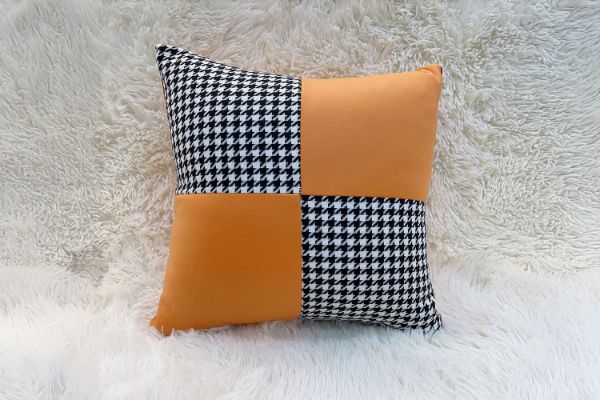 Picture of SQUARE Houndstooth Cushion in Multiple Colours (45cm x 45cm) - Orange