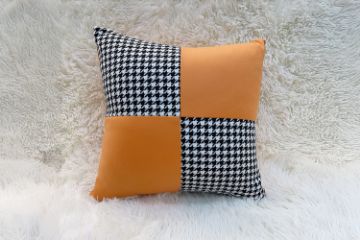 Picture of SQUARE Houndstooth Cushion with Inner in Multiple Colours (45x45cm) - Orange