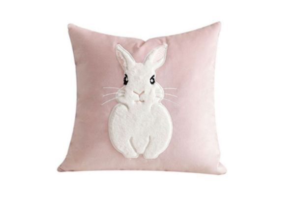 Picture of EMBROIDERY Linen Cushion in Multiple Colors (45cm x 45cm) - White Rabbit