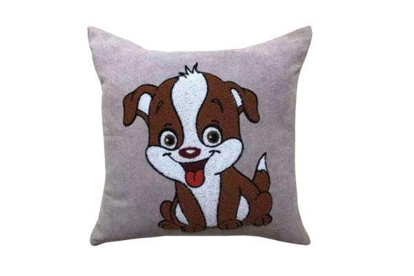 Picture of EMBROIDERY Linen Cushion in Multiple Colors (45cm x 45cm) - Brown Puppy