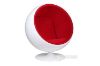 Picture of REPLICA Fiber Glass & Cashmere BALL Chair (White Shell with Red Cashmere Interior)