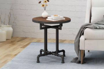 Picture of CYRENA Industrial Faux Wood End Table