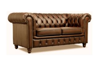 Picture of WILLIFORD Chesterfield Top Grain Leather Sofa Range (Tobacco) - 2 Seater