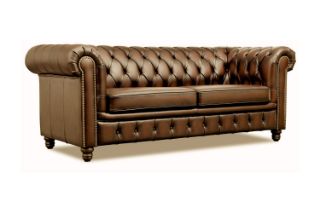 Picture of WILLIFORD Chesterfield Top Grain Leather Sofa Range (Tobacco) - 3 Seater