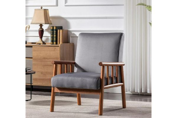 Picture of [FLOOR MODEL CLEARANCE] BARNHOUSE Velvet Armchair (Grey)