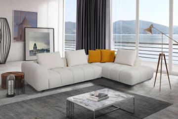 Picture of [FLOOR MODEL CLEARANCE] PADUA Fabric Sectional Sofa (Cream) - Chaise Facing Right