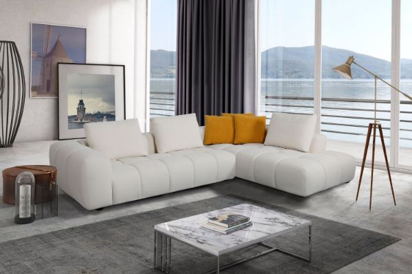 Picture of [FLOOR MODEL CLEARANCE] PADUA Fabric Sectional Sofa (Cream) - Chaise Facing Right