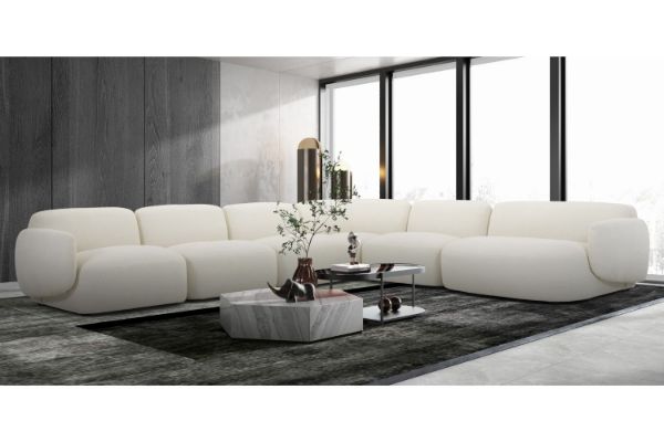 Picture of [FLOOR MODEL CLEARANCE] SUMMIT Fabric Modular Corner Sofa (White) - 6PC Big Corner Set