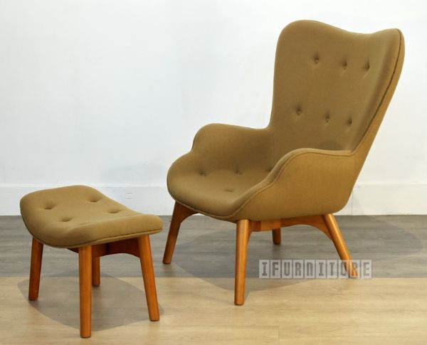 Picture of [FLOOR MODEL CLEARANCE] GRANT FEATHERSTON Fiberglass & Cashmere Chair with Ottoman