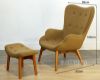 Picture of [FLOOR MODEL CLEARANCE] GRANT FEATHERSTON Fiberglass & Cashmere Chair with Ottoman