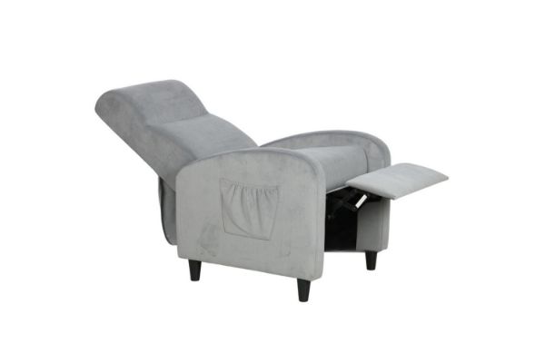 Picture of [FLOOR MODEL CLEARANCE] AMINAH Push-Back Reclining Velvet Chair (Light Grey)