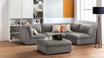 Picture of  [FLOOR MODEL CLEARANCE] ASPECT Reversible Nappa Fabric + Memory Foam Sectional Modular Sofa (Grey) 