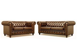 Picture of WILLIFORD Chesterfield Top Grain Leather Sofa Range (Tobacco) - 3+2 Sofa Set