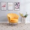 Picture of EVELYN Curved Flared Accent Velvet Chair (Yellow)