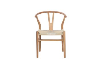 Picture of WISHBONE Solid Wood Y Replica Chair (Natural Frame-Beige Seat)- 53x50x79
