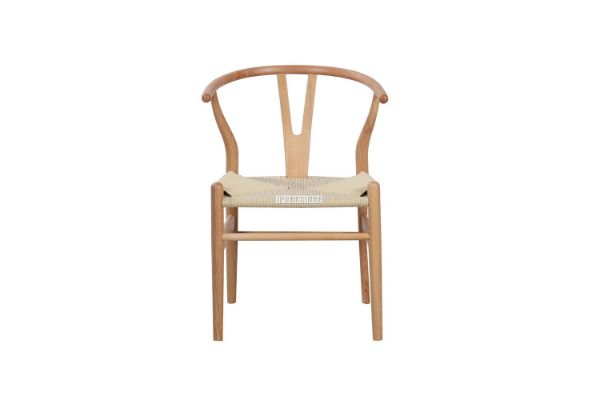 Picture of WISHBONE Solid Wood Y Replica Chair (Natural Frame-Beige Seat)- 53x50x79