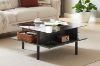 Picture of HALEY Storage Black Glass Top Square Coffee Table