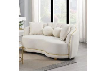 Picture of (FLOOR MODEL CLEARANCE) WESLEY 2-Seater Velvet Sofa Range (Beige)