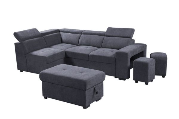 Picture of GARRET Fabric Corner Sofa Bed with Storage Ottoman - Chaise Facing Left