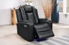 Picture of MONROSE Air Leather Dual Motor Reclining Sofa Range (Black) - 1 Seat with Cup Holders (1R)