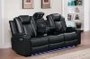 Picture of MONROSE Air Leather Dual Motor Reclining Sofa Range (Black) - 1 Seat with Cup Holders (1R)