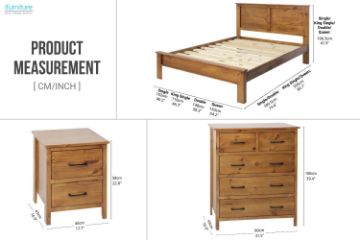 Picture of BAYARD Solid Pine Wood Bedroom Combo Set - 4PC Queen