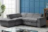 Picture of MILLBURY Corduroy Fabric Corner Sofa Bed with Storage and Ottoman - Chaise Facing Left