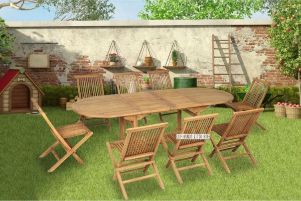 Picture of BALI 1.6M-2.4M Solid Teak Wood Extendable Outdoor Dining Set (7PC/9PC)