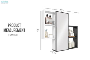 Picture of ROZE Mounted Storage Cabinet with Mirror Door and 4 Open Shelves