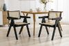 Picture of CHANDIGARH Solid Rubber Wood with Real Rattan Arm Chair (Black) 