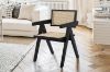 Picture of CHANDIGARH Solid Rubber Wood with Real Rattan Arm Chair (Black)  - 2 Chairs in 1 Carton