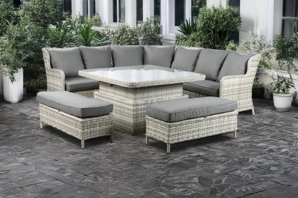 Picture of BARCELONA 6PC Sectional Outdoor Lounge & Dining Sofa Set (Gas Lift Table)