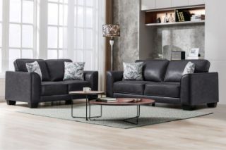 Picture of CAMILLA Air Leather Sofa Range (Black) - 3+2 Sofa Set